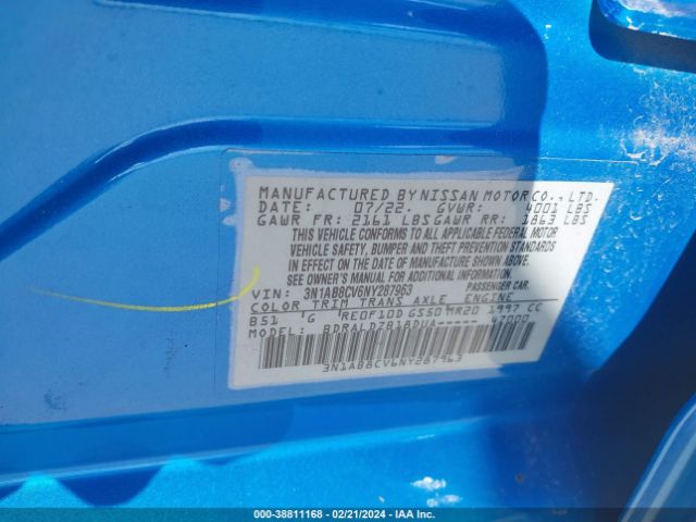 3N1AB8CV6NY287963 Nissan Sentra Sv Xtronic Cvt