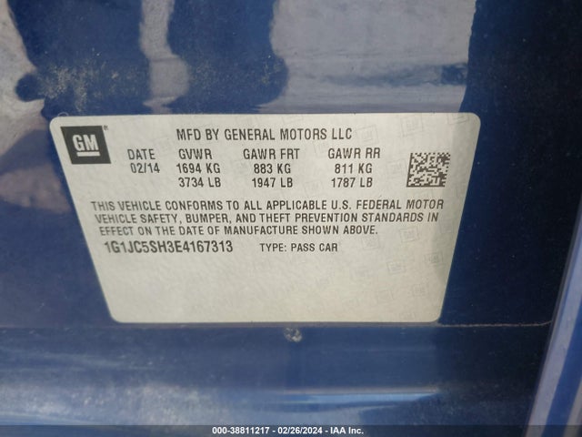 Chevrolet Sonic Lt Auto 2014 1G1JC5SH3E4167313 Image 9