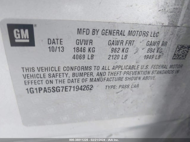 Chevrolet Cruze Ls Auto 2014 1G1PA5SG7E7194262 Image 9