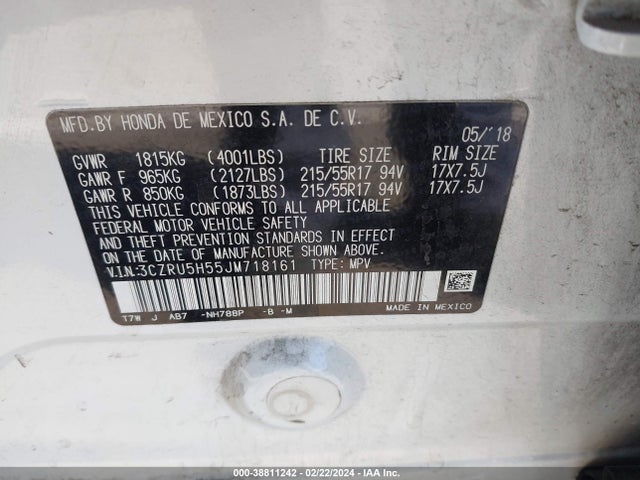 Honda HR-V EX 2018 3CZRU5H55JM718161 Image 9