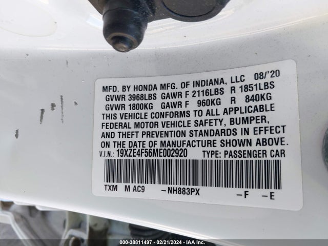 Honda INSIGHT EX 2021 19XZE4F56ME002920 Image 9