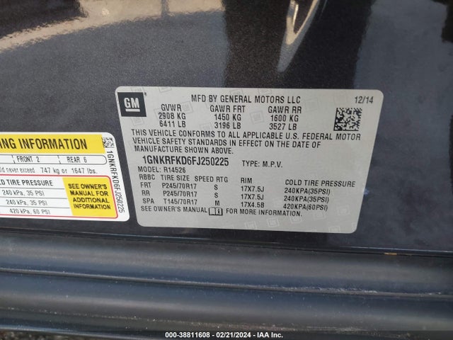 Chevrolet Traverse Ls 2015 1GNKRFKD6FJ250225 Image 9