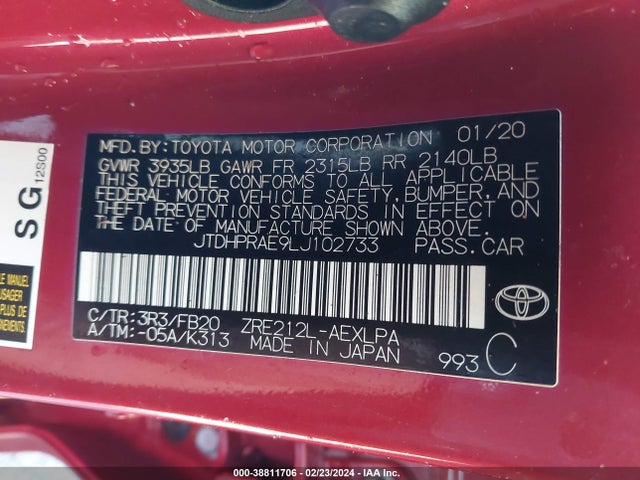 Toyota COROLLA LE 2020 JTDHPRAE9LJ102733 Image 9
