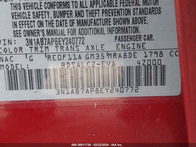 Nissan SENTRA S 2014 3N1AB7AP8EY240772 Image 9