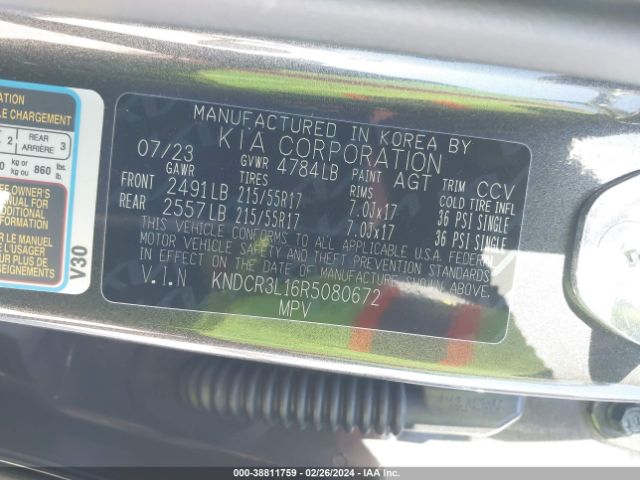 KNDCR3L16R5080672 KIA Niro Ev Wind