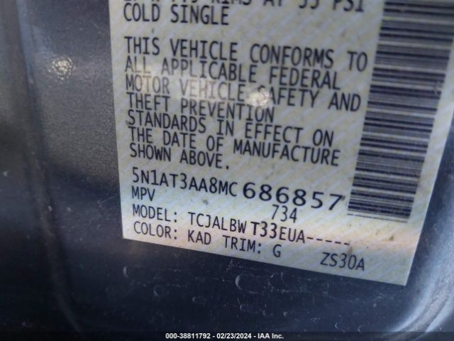 5N1AT3AA8MC686857 Nissan Rogue S Fwd