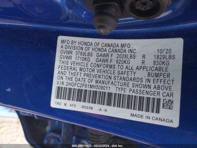 Honda Civic Lx 2021 2HGFC2F61MH509011 Image 9