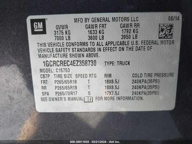 Chevrolet Silverado 1500 1lt 2014 1GCRCREC4EZ358730 Image 9