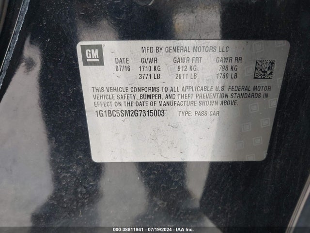 Chevrolet Cruze Ls Auto 2016 1G1BC5SM2G7315003 Image 9
