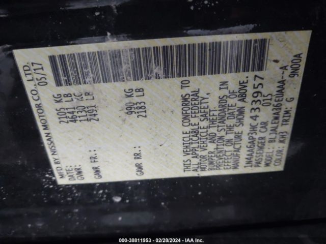 1N4AA6AP3HC433957 Nissan Maxima 3.5 Sl