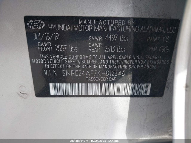 Hyundai SONATA SE 2019 5NPE24AF7KH812346 Image 9