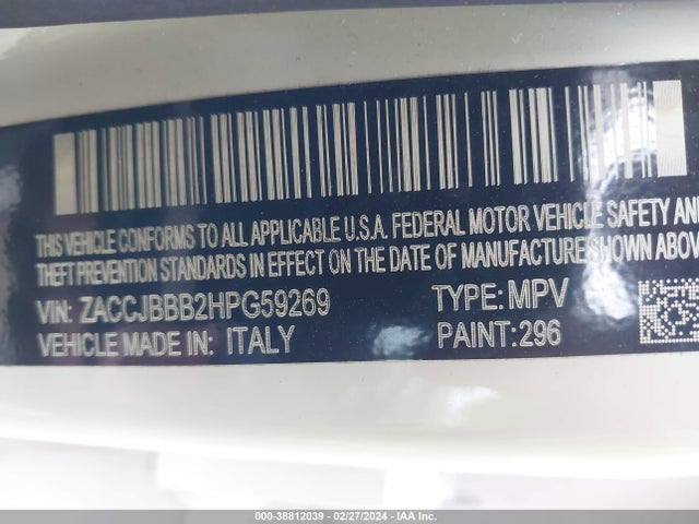 ZACCJBBB2HPG59269 Jeep Renegade Latitude 4x4