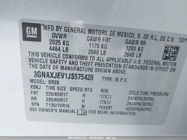 Chevrolet EQUINOX LT 2018 3GNAXJEV1JS575428 Image 9