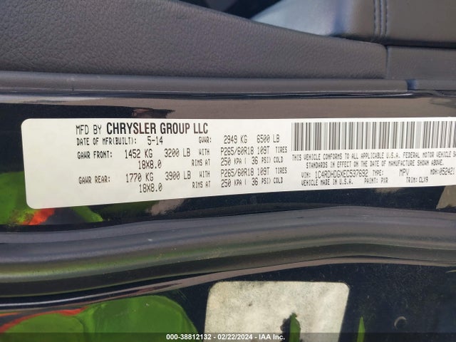 Dodge DURANGO LIMITED 2014 1C4RDHDGXEC537692 Image 9