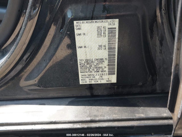 Nissan Altima 2.5 S 2016 1N4AL3AP2GC215922 Image 9
