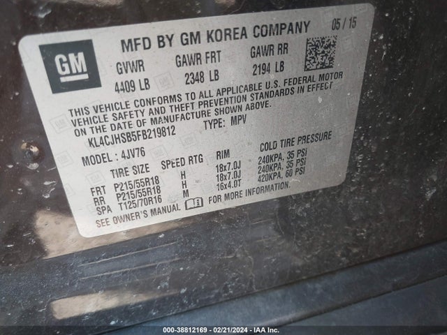 KL4CJHSB5FB219812 Buick Encore Premium