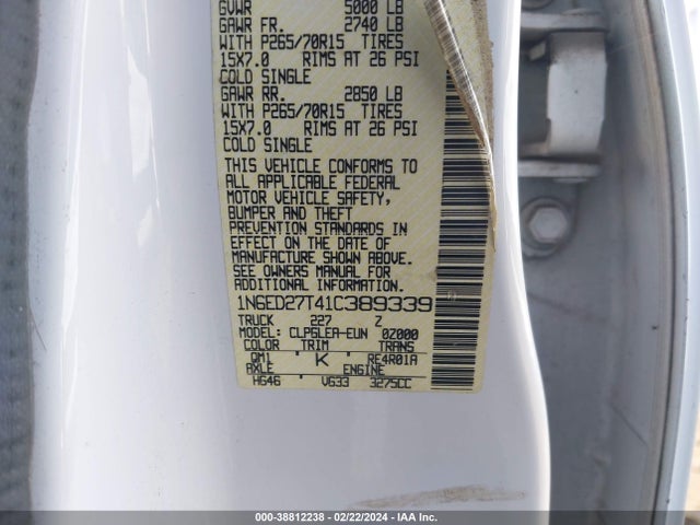2001 NISSAN FRONTIER XE-V6 VIN: 1N6ED27T41C389339