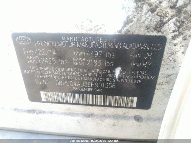 Hyundai Sonata Limited 2.0t 2014 5NPEC4AB8EH901356 Image 9