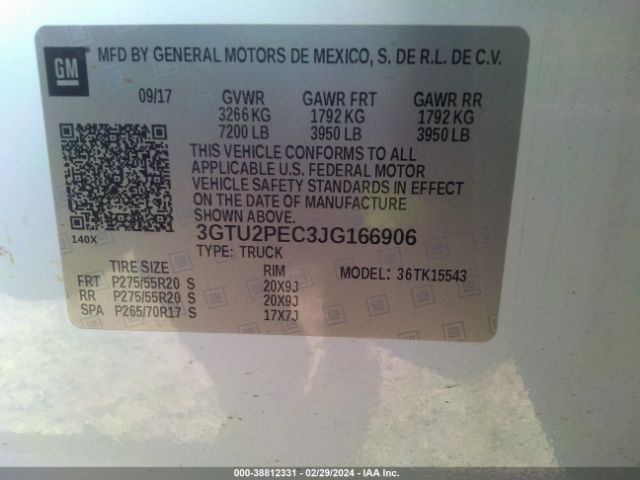 3GTU2PEC3JG166906 GMC Sierra 1500 Denali