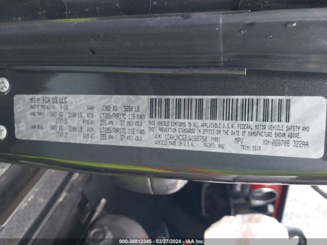 1C4HJXCG3JW168750 Jeep Wrangler Rubicon 4x4