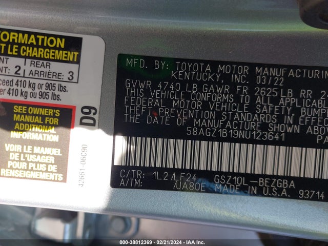 58AGZ1B19NU123641 Lexus Es 350 F Sport