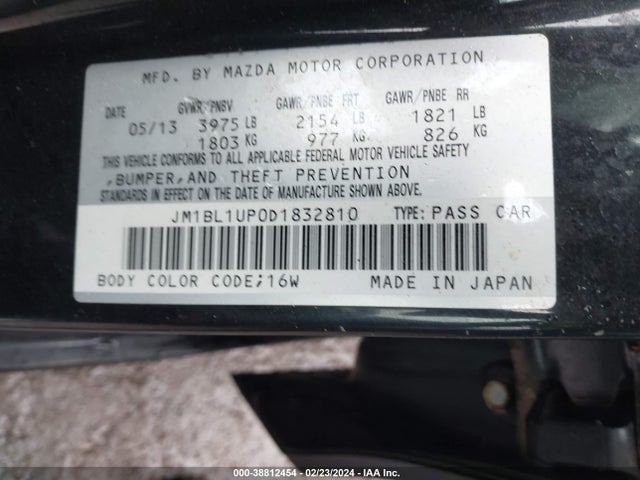 2013 MAZDA MAZDA3 I SPORT VIN: JM1BL1UP0D1832810
