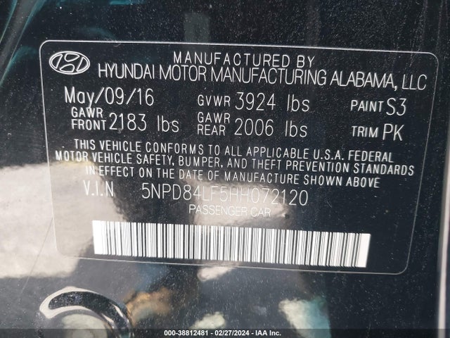 Hyundai ELANTRA SE 2017 5NPD84LF5HH072120 Image 9