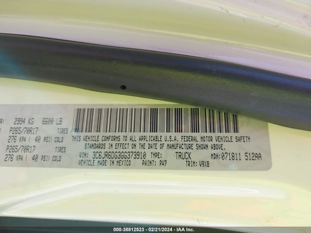 RAM 1500 Tradesman 2016 3C6JR6DG3GG373910 Image 9