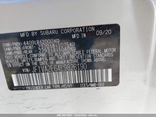 JF1VA2E64L9826190 Subaru Wrx Sti