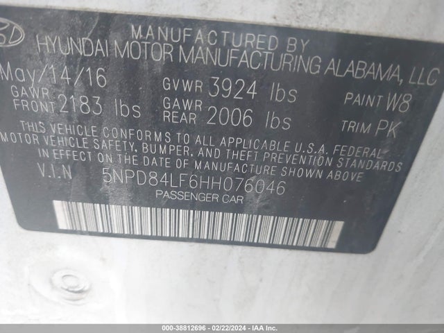 Hyundai ELANTRA SE 2017 5NPD84LF6HH076046 Image 9