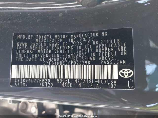Toyota COROLLA LE 2023 5YFB4MDE3PP028398 Image 9
