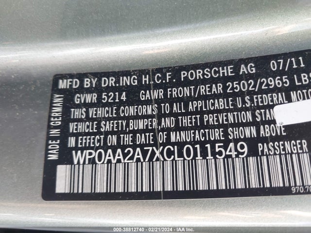 2012 PORSCHE PANAMERA WP0AA2A7XCL011549 Photo 8