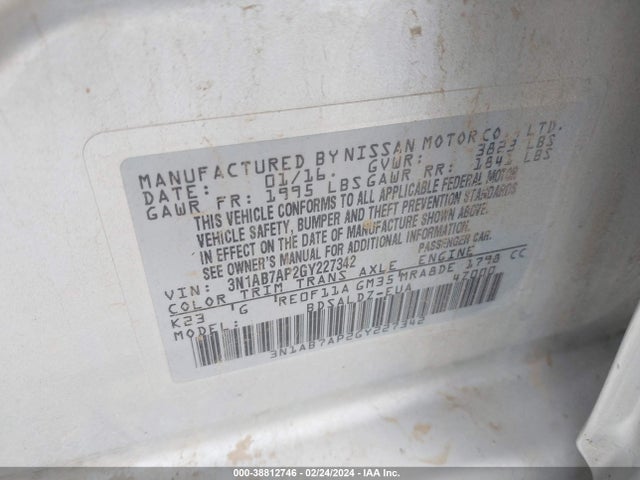 Nissan Sentra Fe+ S/s/sl/sr/sv 2016 3N1AB7AP2GY227342 Image 9