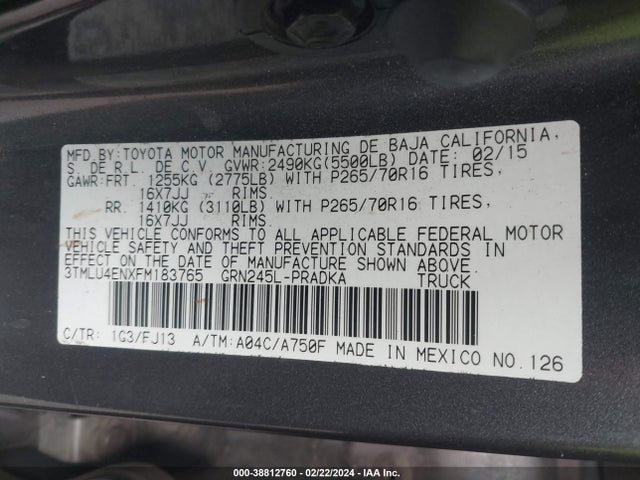 Toyota Tacoma Base V6 2015 3TMLU4ENXFM183765 Image 9
