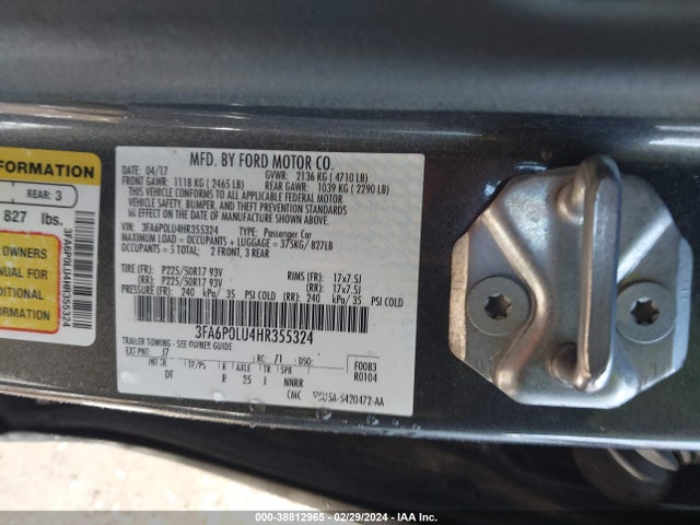 Ford Fusion Se Hybrid 2017 3FA6P0LU4HR355324 Image 9