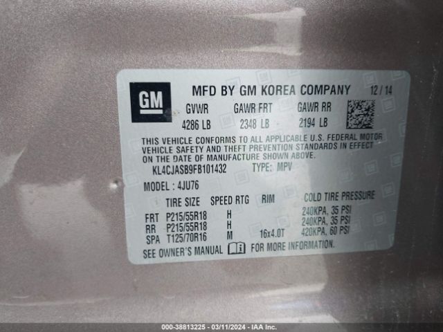 KL4CJASB9FB101432 Buick Encore
