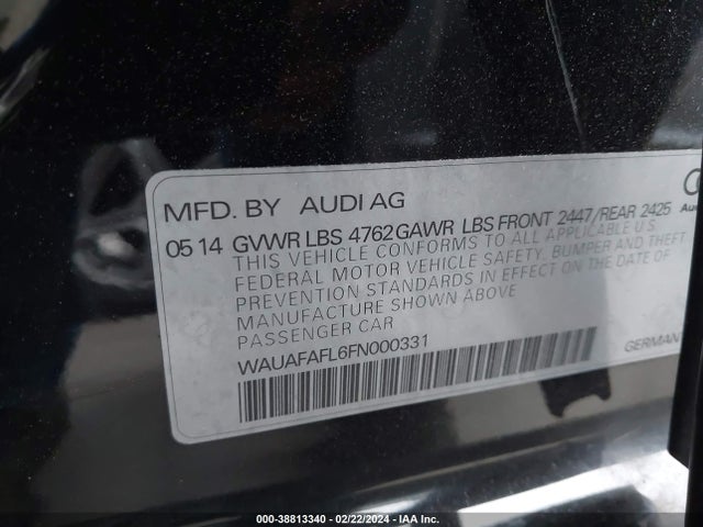 Audi A4 2.0t Premium 2015 WAUAFAFL6FN000331 Image 9