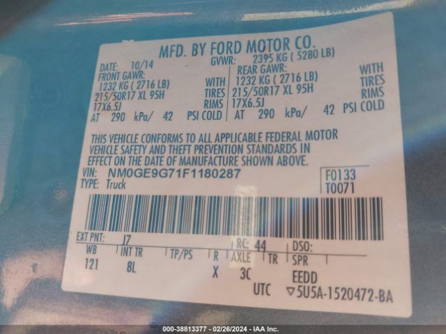 NM0GE9G71F1180287 Ford Transit Connect Titanium