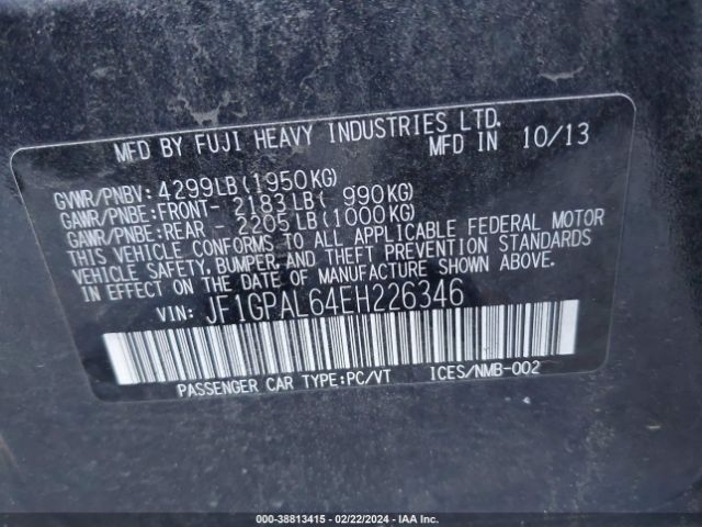 JF1GPAL64EH226346 Subaru Impreza 2.0i Sport Premium