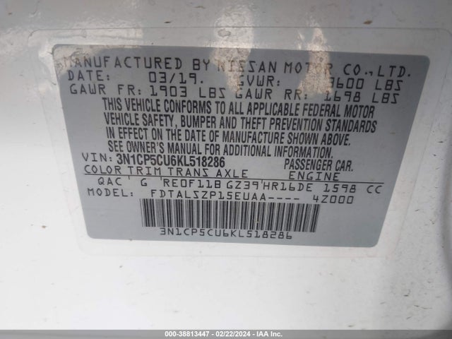 Nissan KICKS SV 2019 3N1CP5CU6KL518286 Image 9