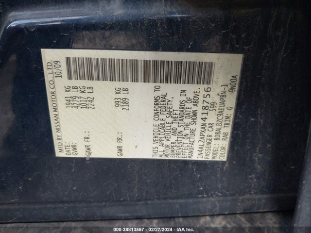 2010 NISSAN ALTIMA 2.5 S VIN: 1N4AL2APXAN418756