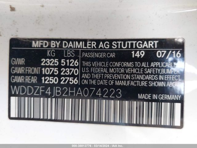 WDDZF4JB2HA074223 Mercedes-Benz E 300
