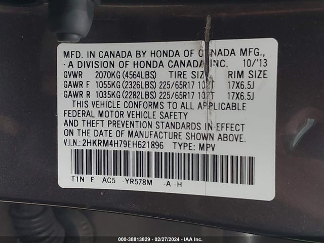 Honda Cr-v Ex-l 2014 2HKRM4H79EH621896 Image 9