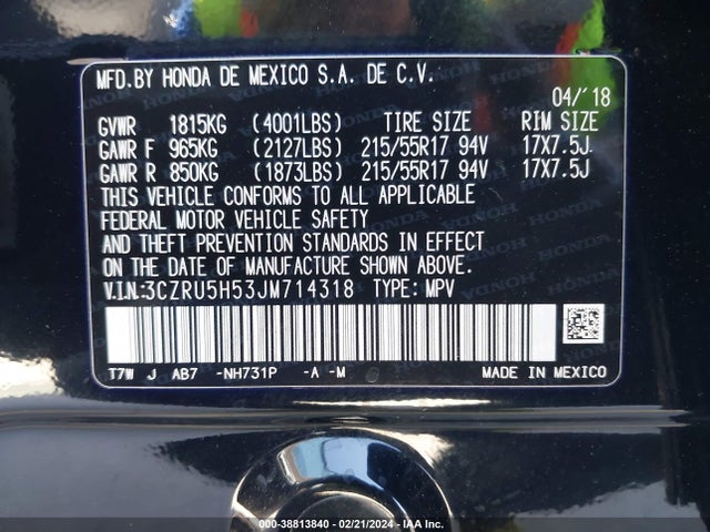 Honda HR-V EX 2018 3CZRU5H53JM714318 Image 9