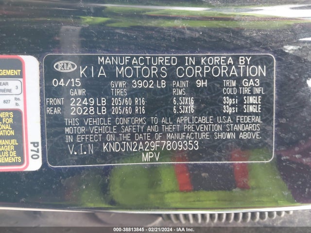 KIA Soul 2015 KNDJN2A29F7809353 Image 9