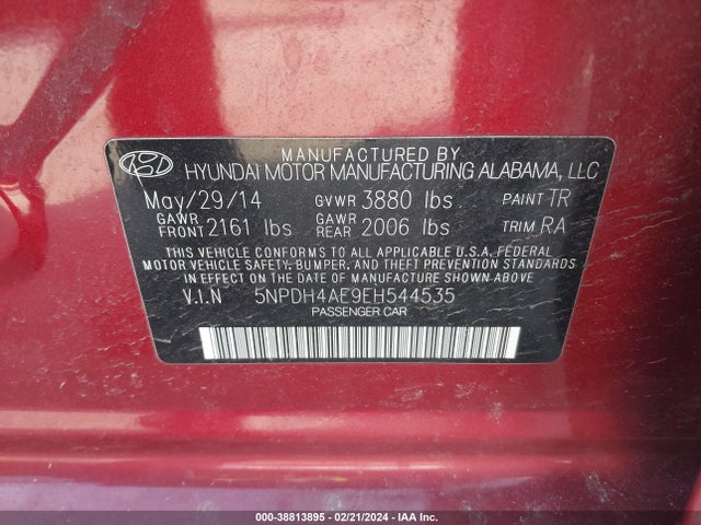 2014 HYUNDAI ELANTRA SE VIN: 5NPDH4AE9EH544535