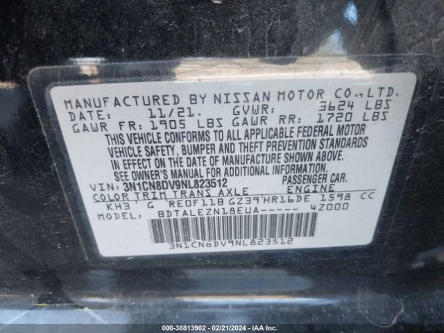 3N1CN8DV9NL823512 Nissan Versa 1.6 S Xtronic Cvt