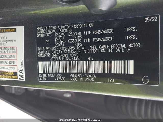 Toyota 4runner Limited 2022 JTEDU5JR1N5274362 Image 9