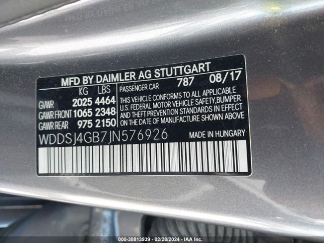 WDDSJ4GB7JN576926 Mercedes-Benz CLA 250 4MATIC
