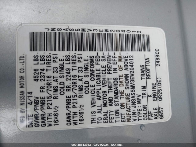 Nissan Rogue Select S 2014 JN8AS5MV3EW204012 Image 9